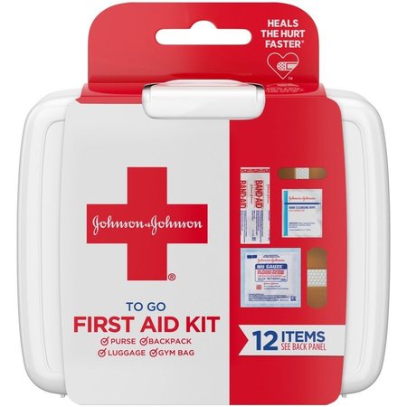 JOHNSON & JOHNSON Mini First Aid Kit, Portable, 12 Pieces, 4-1/4"x4"x1" JOJ8295